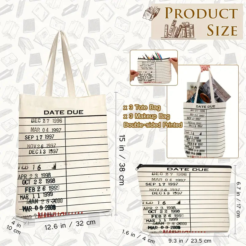 Library Card Tote and Pencil Bag